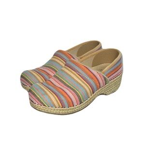 Dansko The Vegan Canvas Clogs in Multi Stripe, size 36